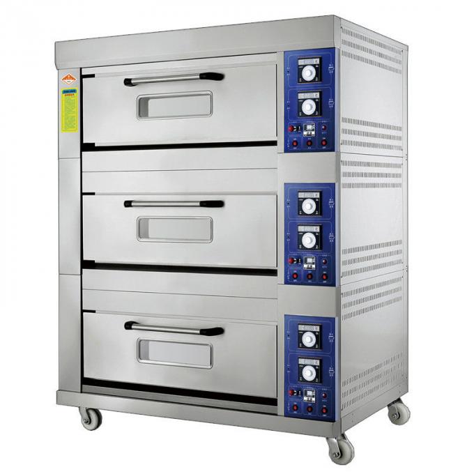 Типа Прокатывать печь пекарни газа с приурочивая контролем и регулируемыми палубами емкости 3 диапазона температур 20~400°К 6 подносов