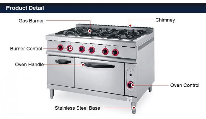 Цен ряда варить газа горелки коммерчески кухни ZH-RQ-6 профессиональная газовая плита 6 промышленная с печью