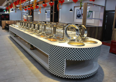 Шведский стол дисплея ссаживая блюда шведского стола оборудования ресторана приспособленный станциями горячий