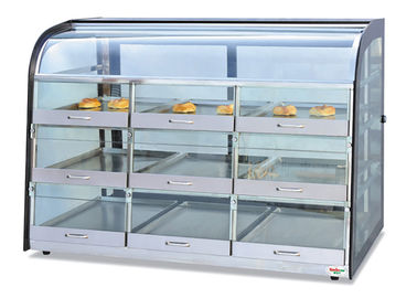 Витрины грелки еды столешницы шкаф дисплея хлеба 3-слоя 9-Панс стеклянной типа Ящик